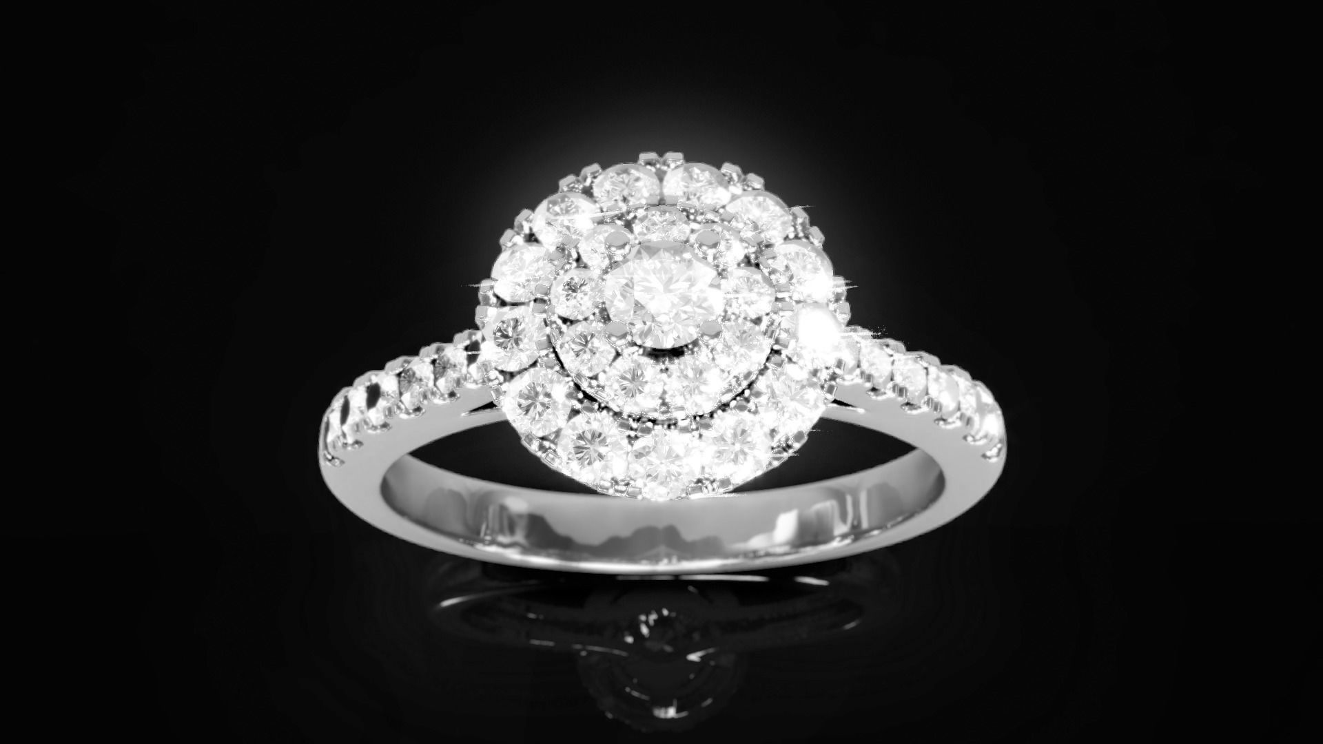 Halo Diamond Ring 3D print model_3