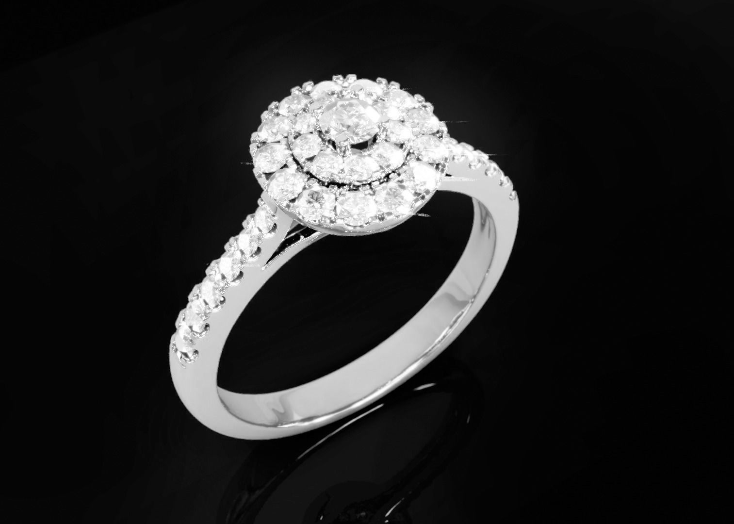 Halo Diamond Ring 3D print model_4