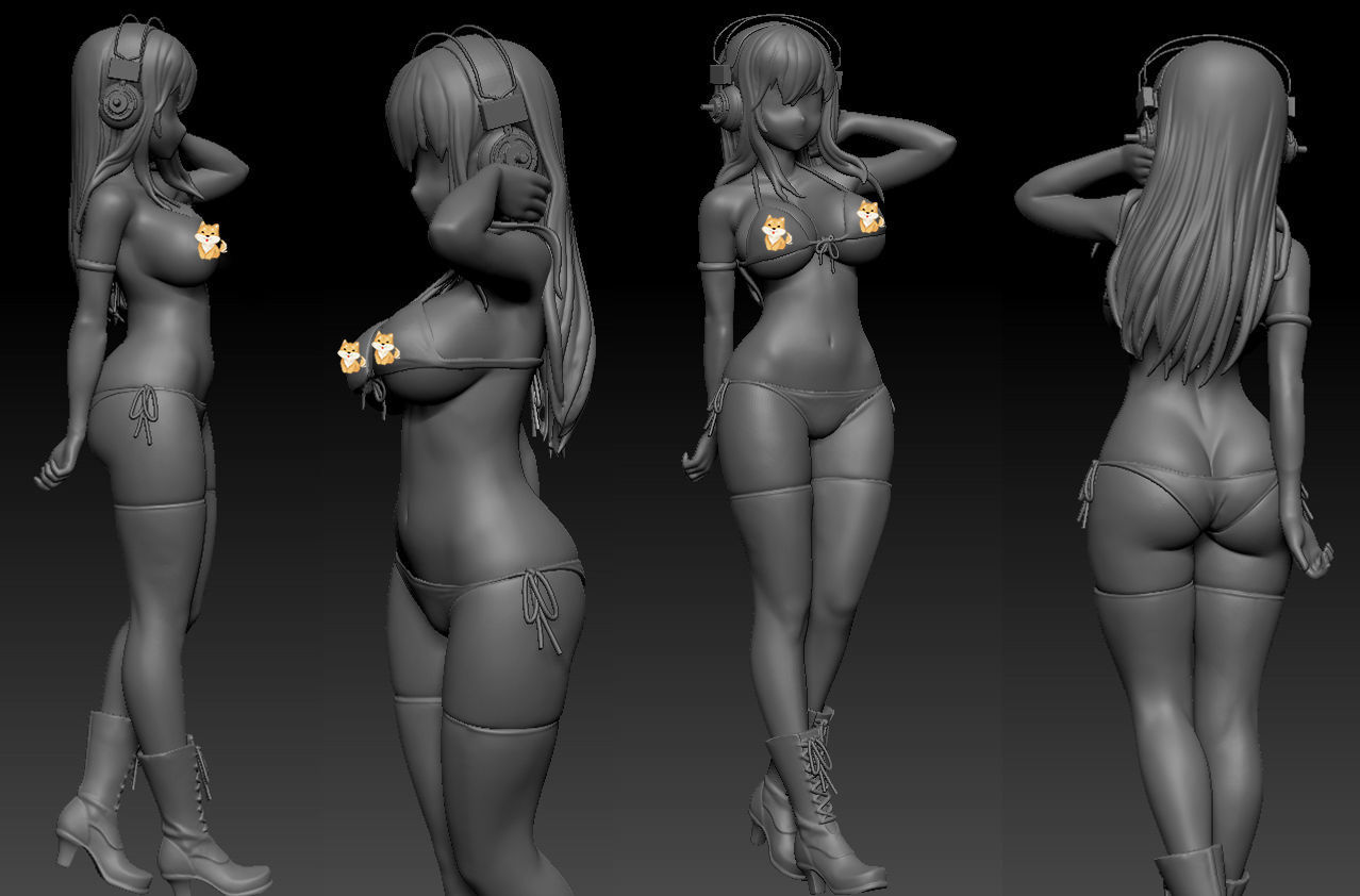 SuperSonico  bikini sexy girl for 3D printing model 3D print model_5
