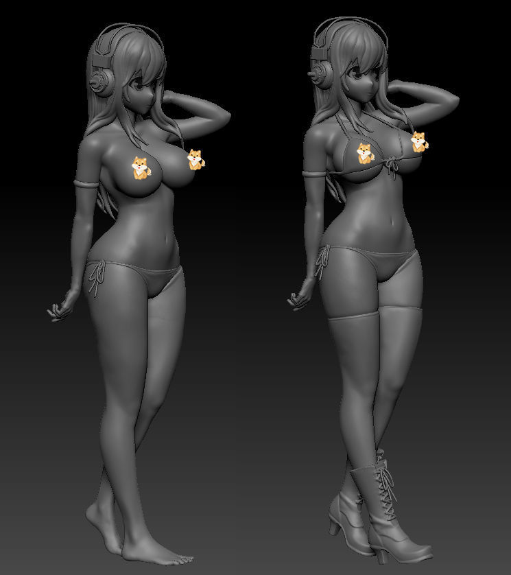 SuperSonico  bikini sexy girl for 3D printing model 3D print model_6