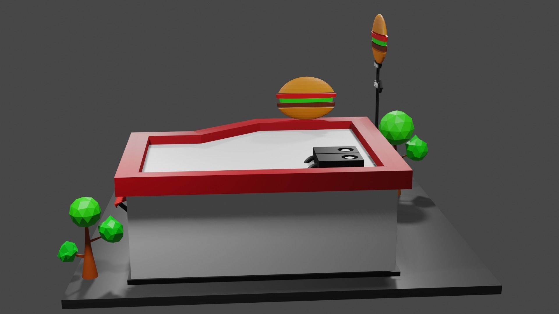 Burger Cafe Low-poly 3D model_3