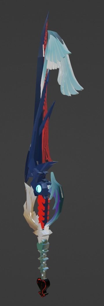 Keyblade sword with wings Low-poly 3D model_1