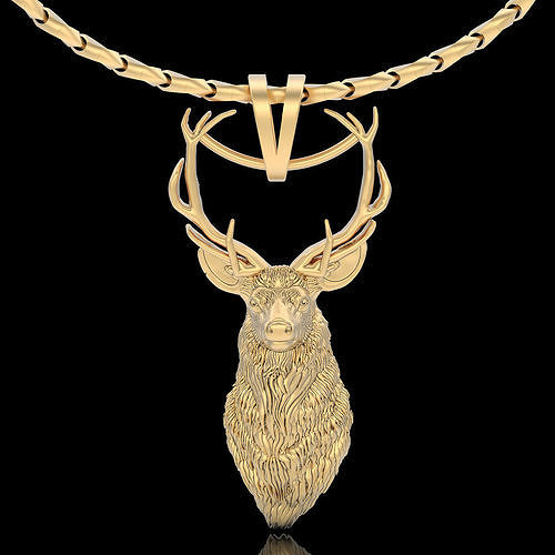 Deer head pendant sterling gold printable jewelry 3D model 3D print model