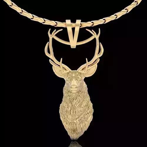 Deer head pendant sterling gold printable jewelry 3D model 3D print model