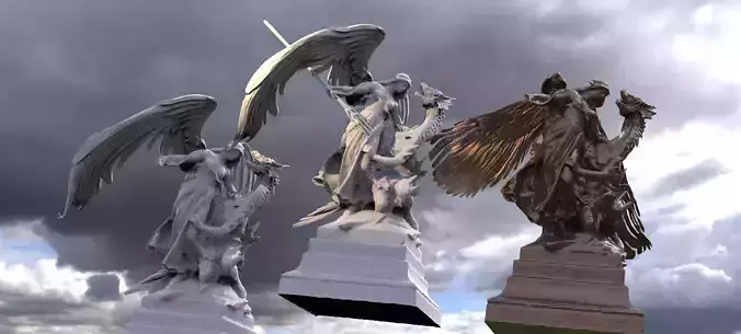 Angel and Demon statue 3 designs 3D 3D model