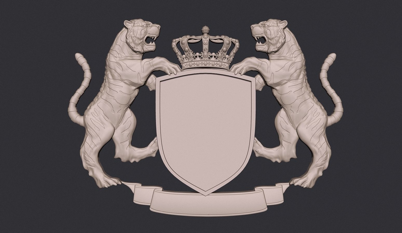 Tiger Heraldic Crest Coat of Arms Shield Emblem 3D print model_12