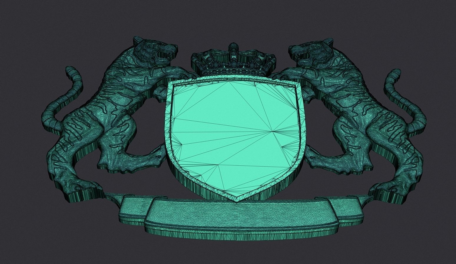Tiger Heraldic Crest Coat of Arms Shield Emblem 3D print model_10