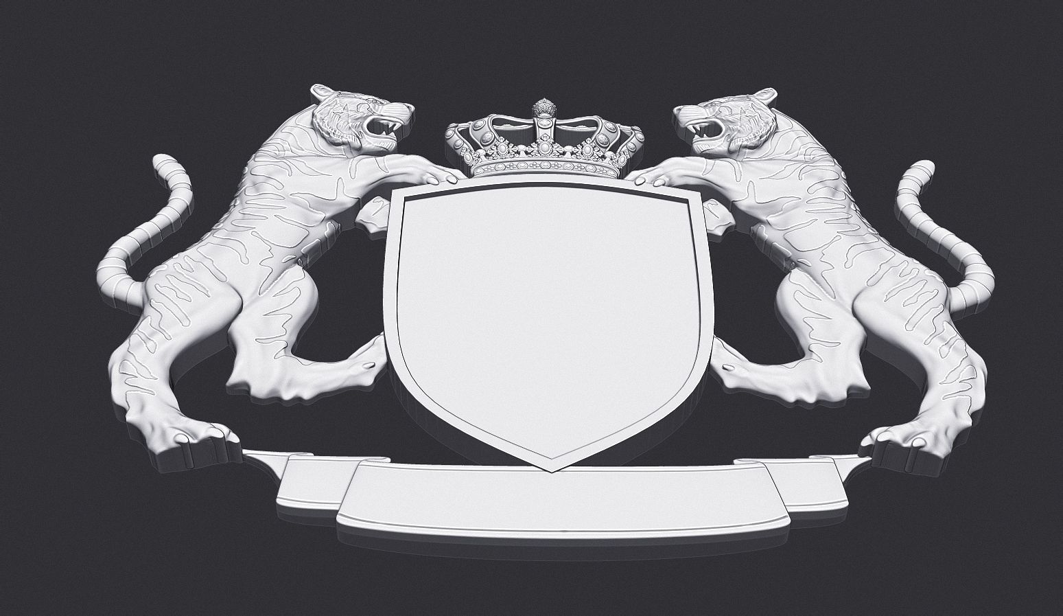 Tiger Heraldic Crest Coat of Arms Shield Emblem 3D print model_9