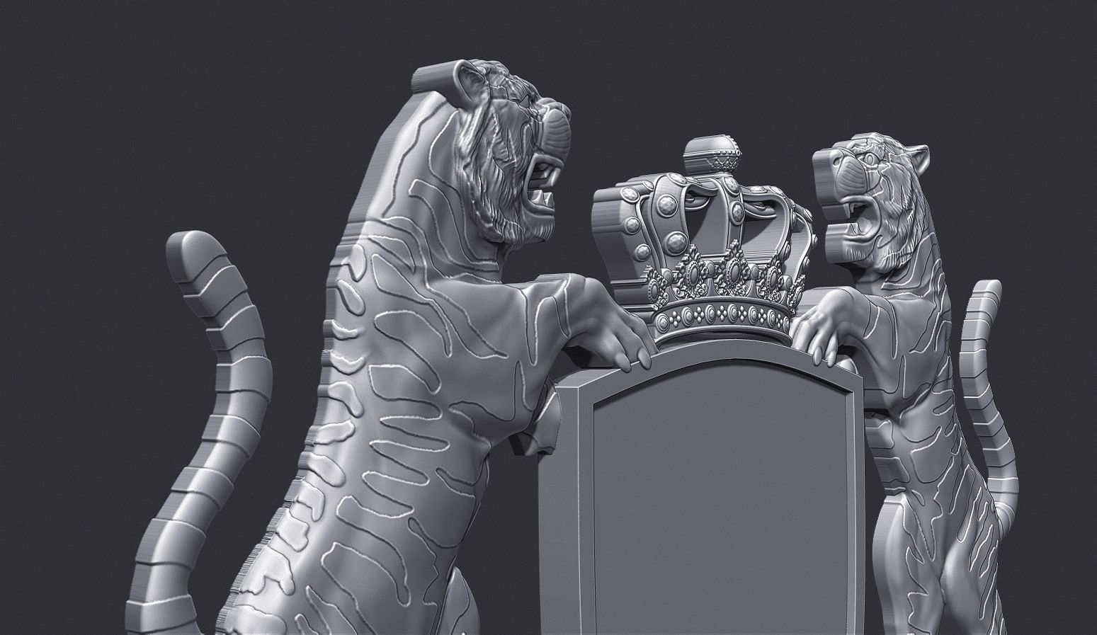 Tiger Heraldic Crest Coat of Arms Shield Emblem 3D print model_5