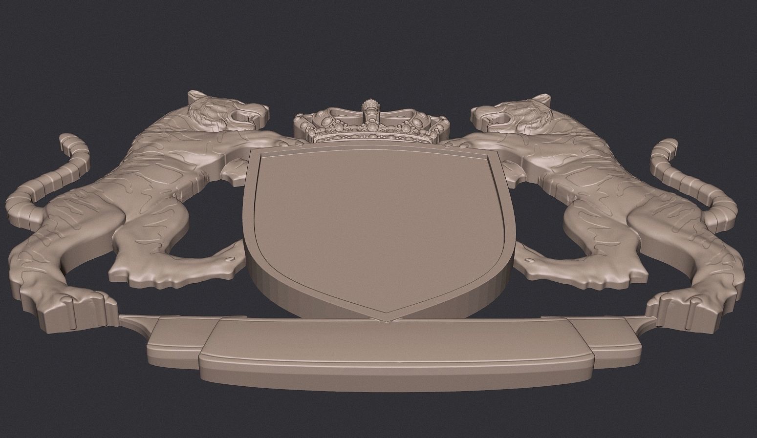 Tiger Heraldic Crest Coat of Arms Shield Emblem 3D print model_2