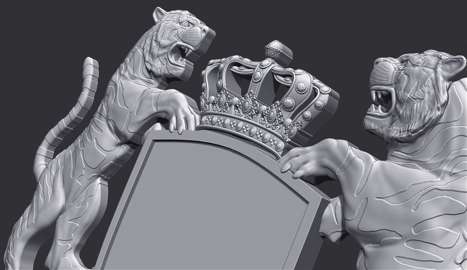 Tiger Heraldic Crest Coat of Arms Shield Emblem 3D print model_11