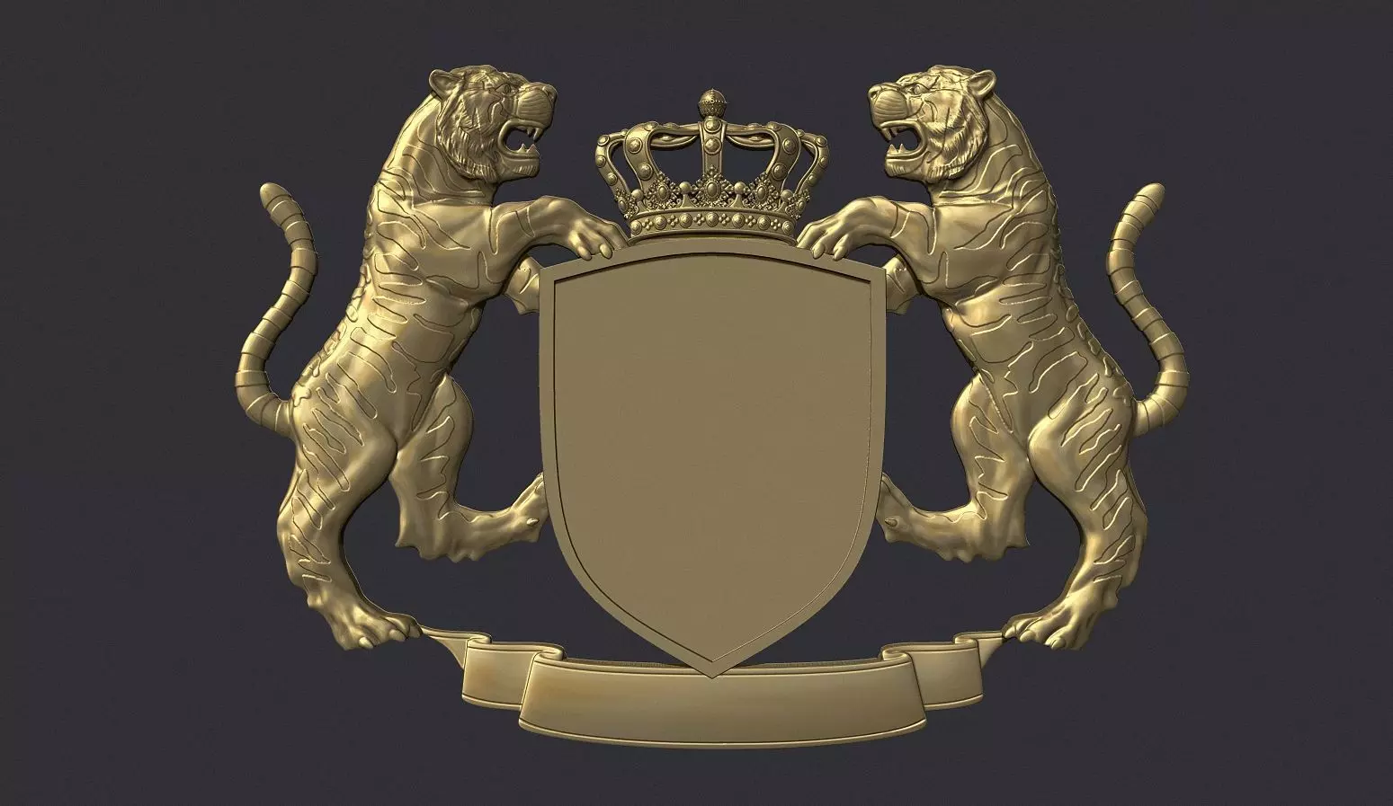 Tiger Heraldic Crest Coat of Arms Shield Emblem 3D print model_0