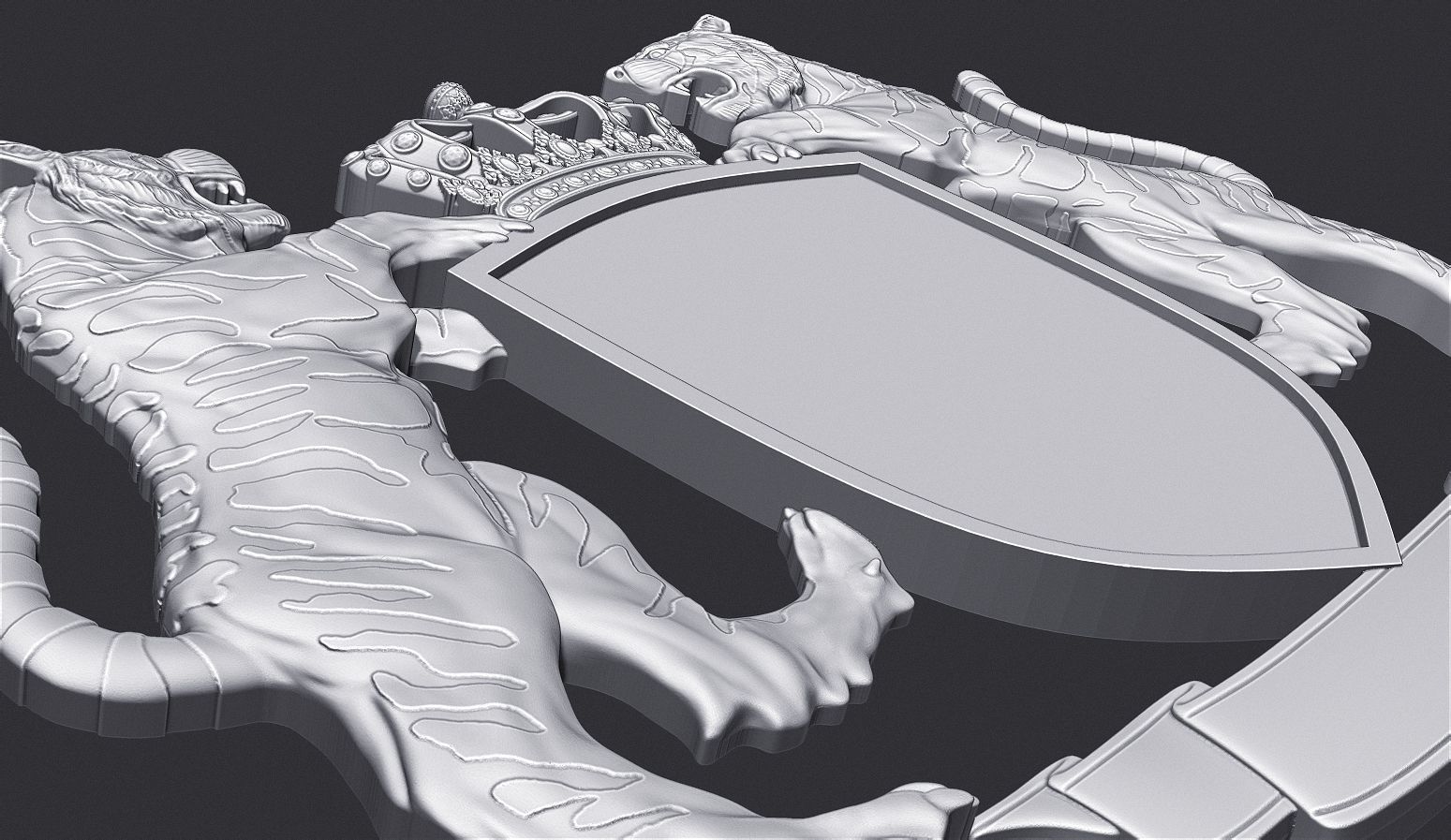 Tiger Heraldic Crest Coat of Arms Shield Emblem 3D print model_6