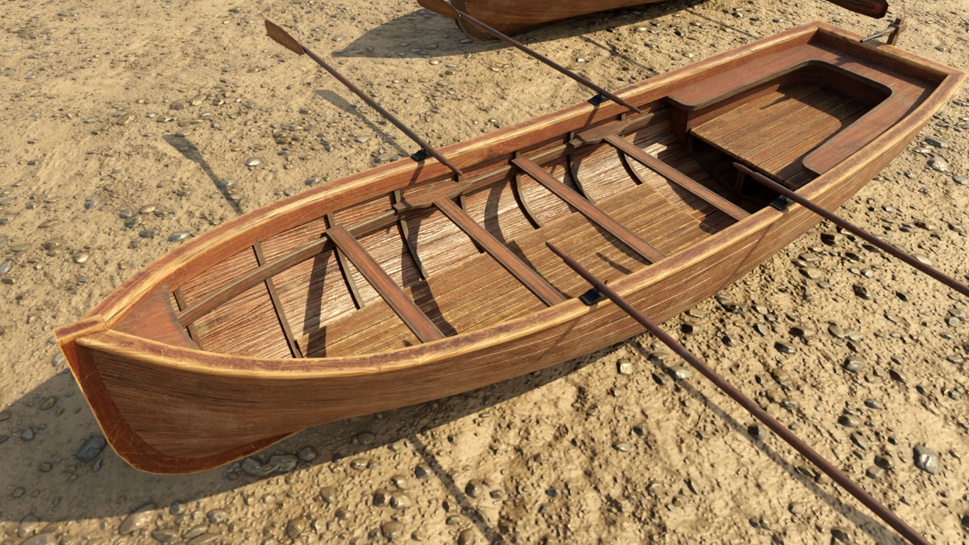 Low Poly PBR Row Boat Low-poly 3D model_2
