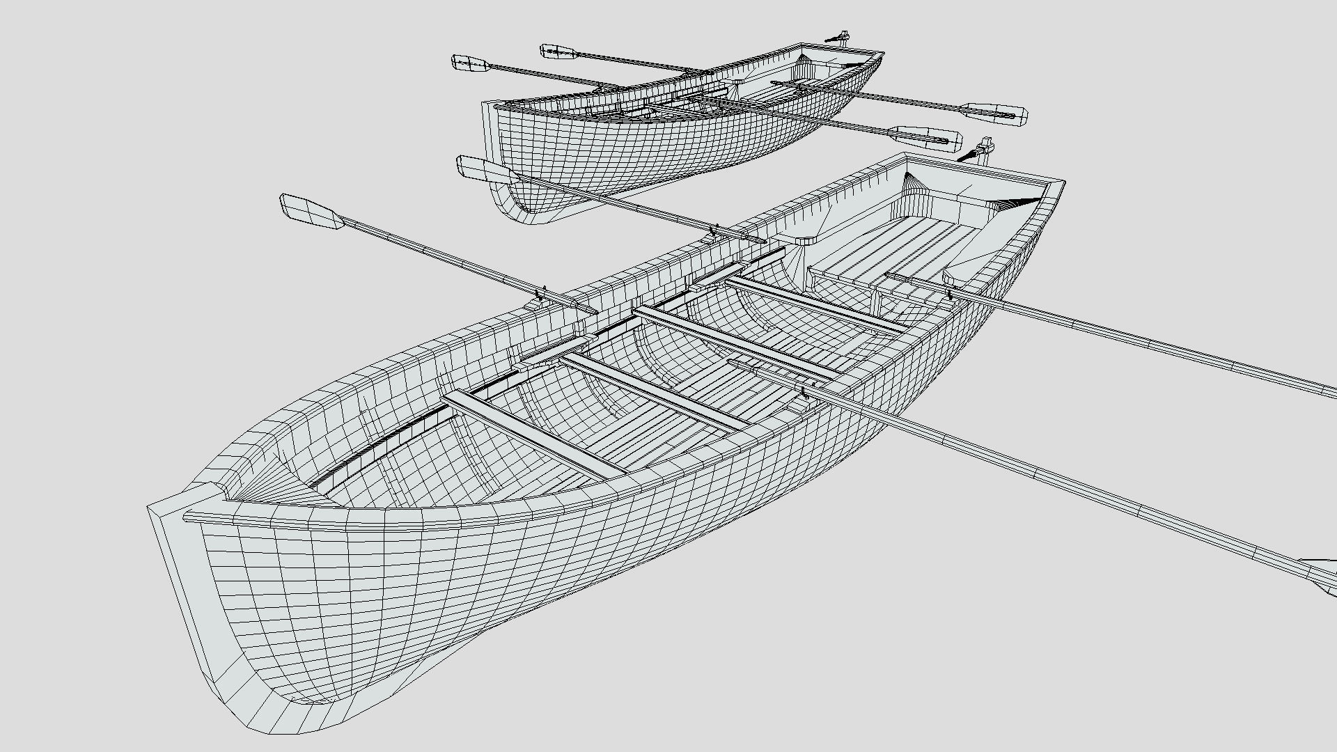 Low Poly PBR Row Boat Low-poly 3D model_11