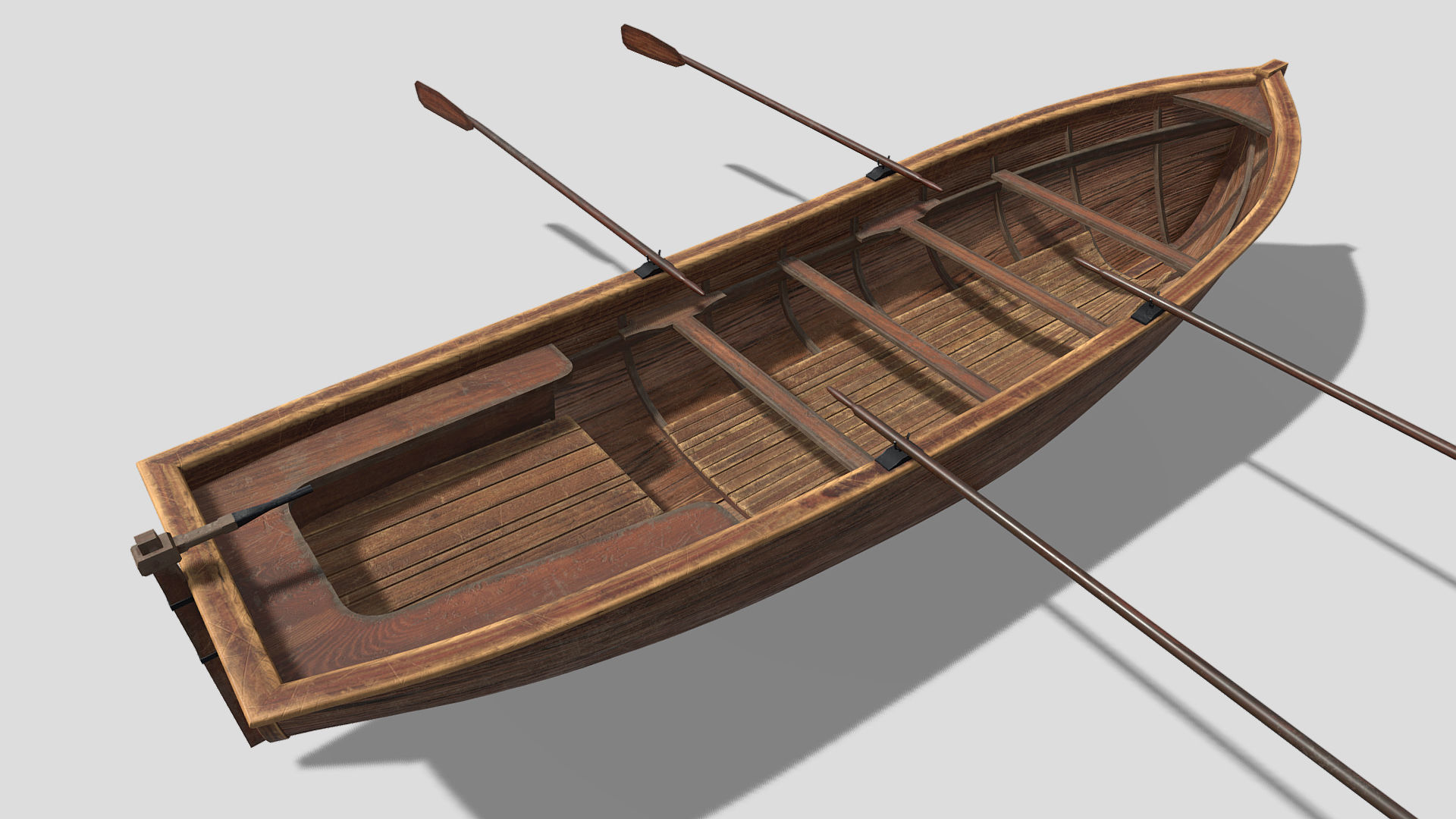 Low Poly PBR Row Boat Low-poly 3D model_9