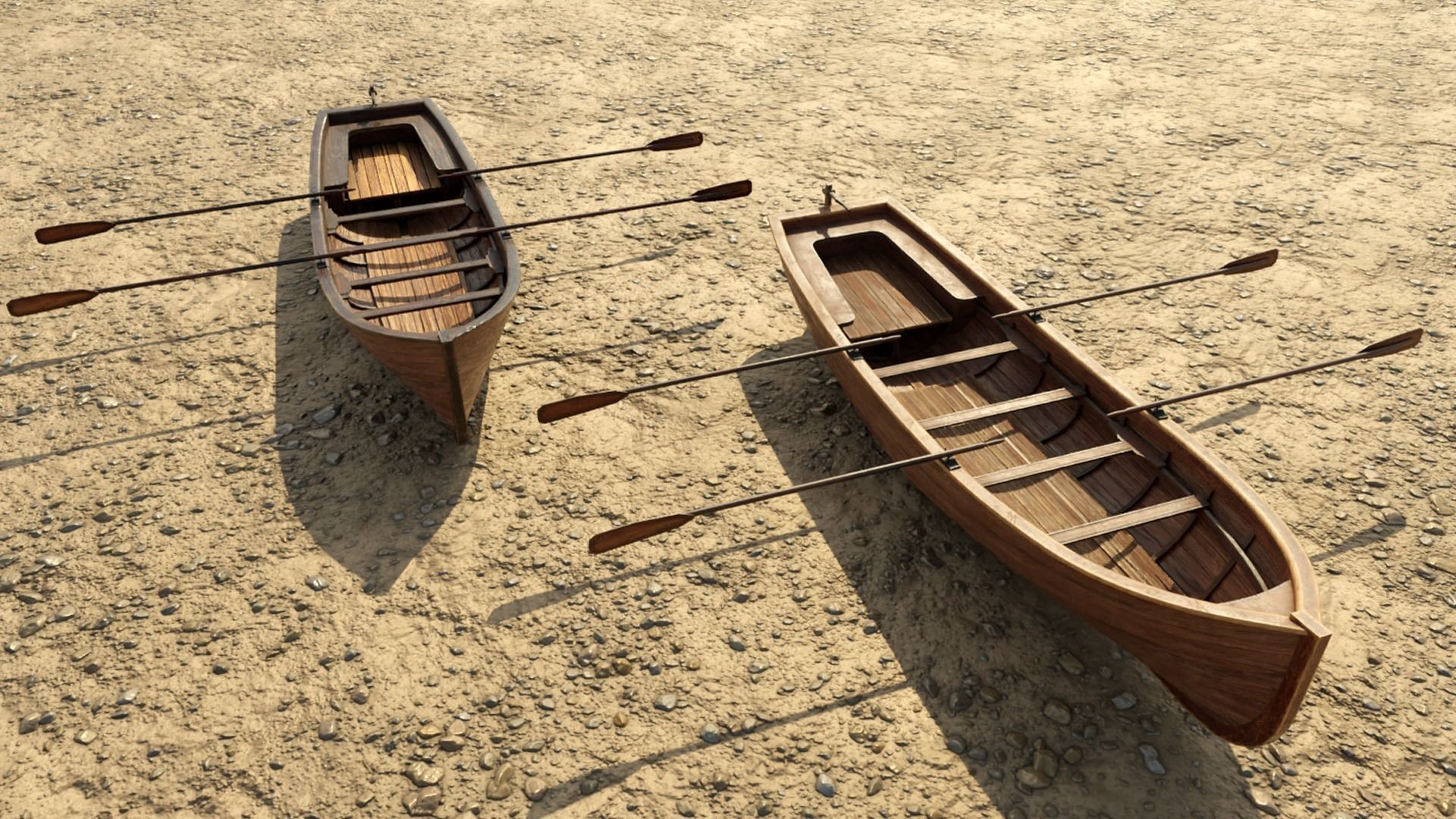 Low Poly PBR Row Boat Low-poly 3D model_4
