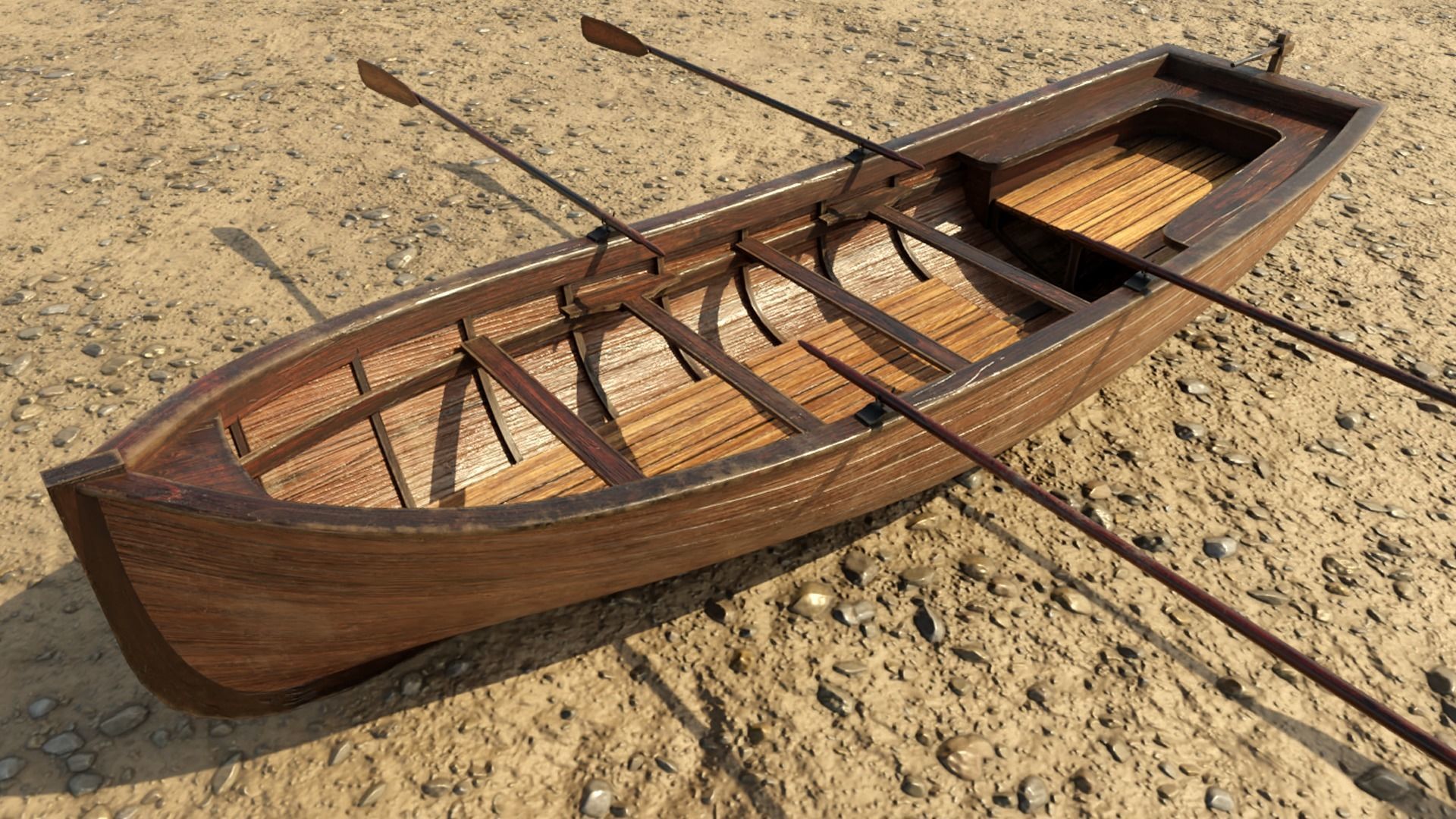 Low Poly PBR Row Boat Low-poly 3D model_1