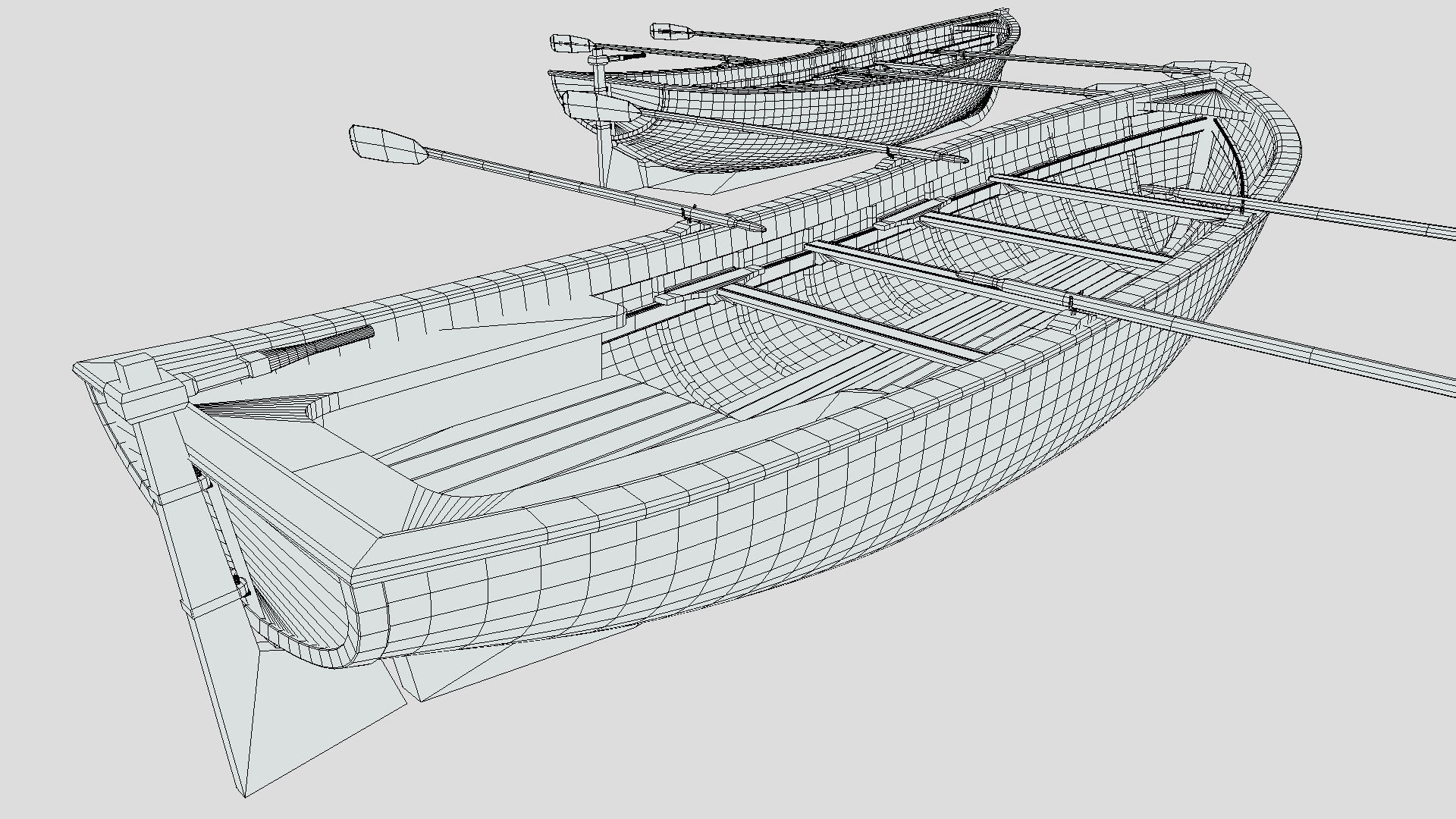 Low Poly PBR Row Boat Low-poly 3D model_12
