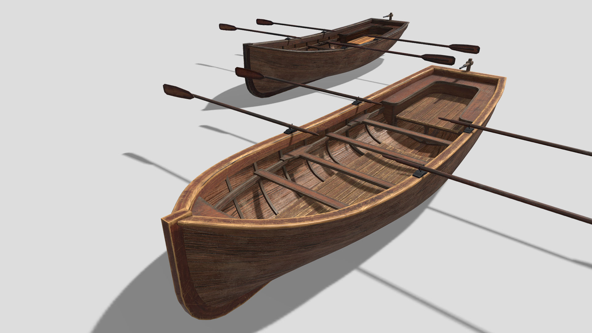 Low Poly PBR Row Boat Low-poly 3D model_10