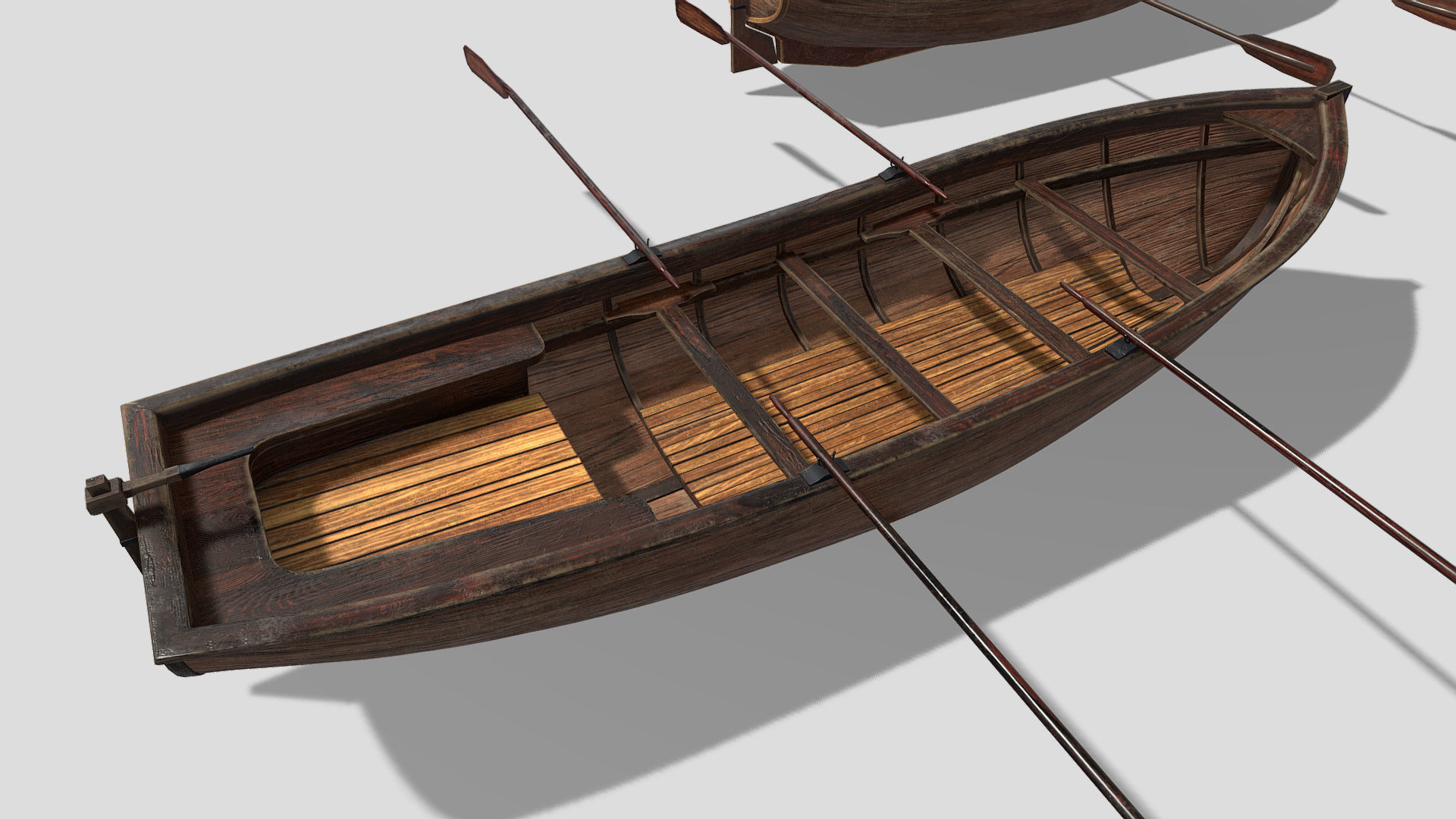 Low Poly PBR Row Boat Low-poly 3D model_8