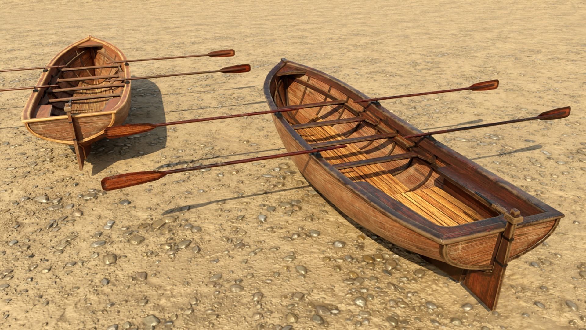 Low Poly PBR Row Boat Low-poly 3D model_6