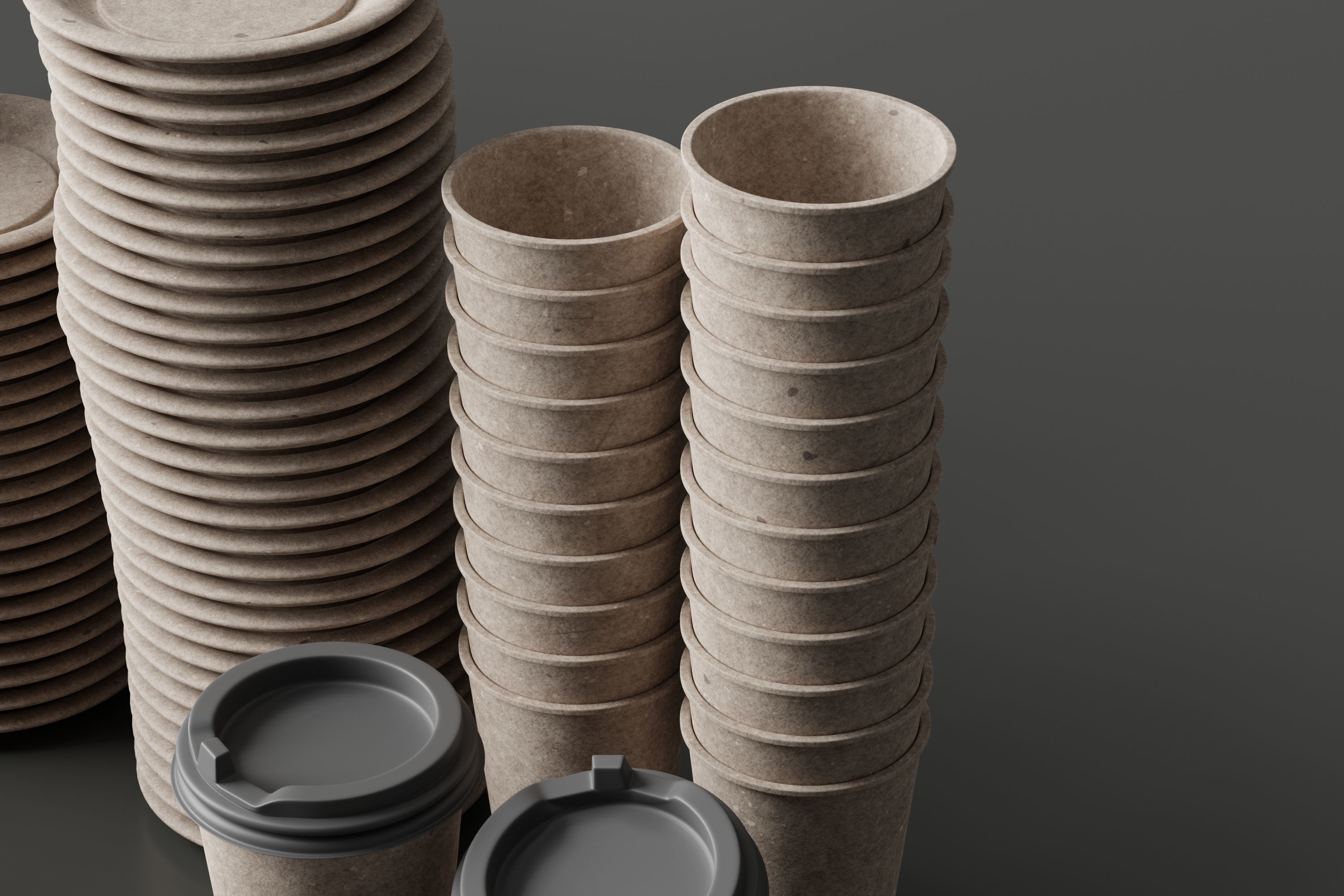 eco friendly tableware collection Low-poly 3D model_6