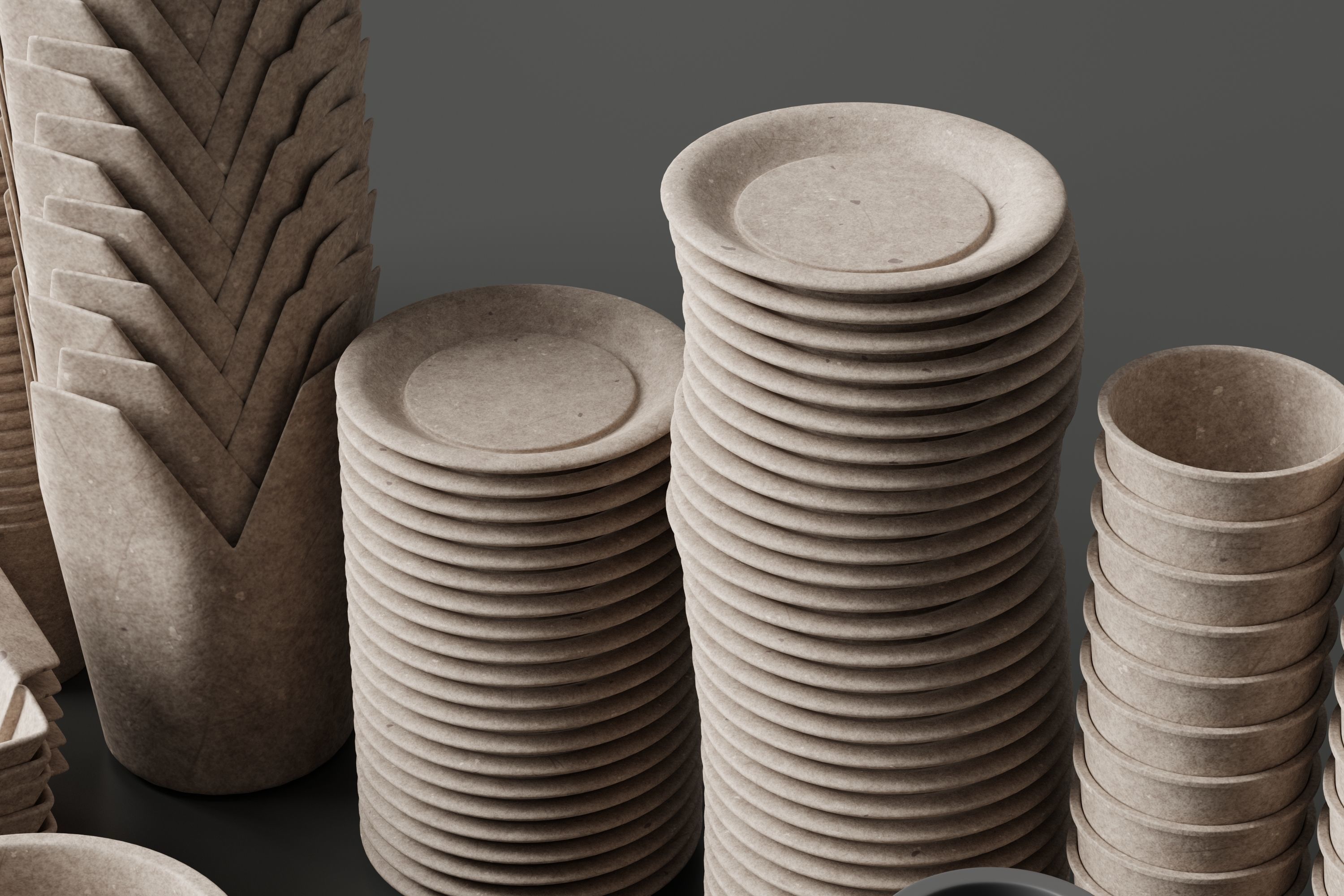 eco friendly tableware collection Low-poly 3D model_5