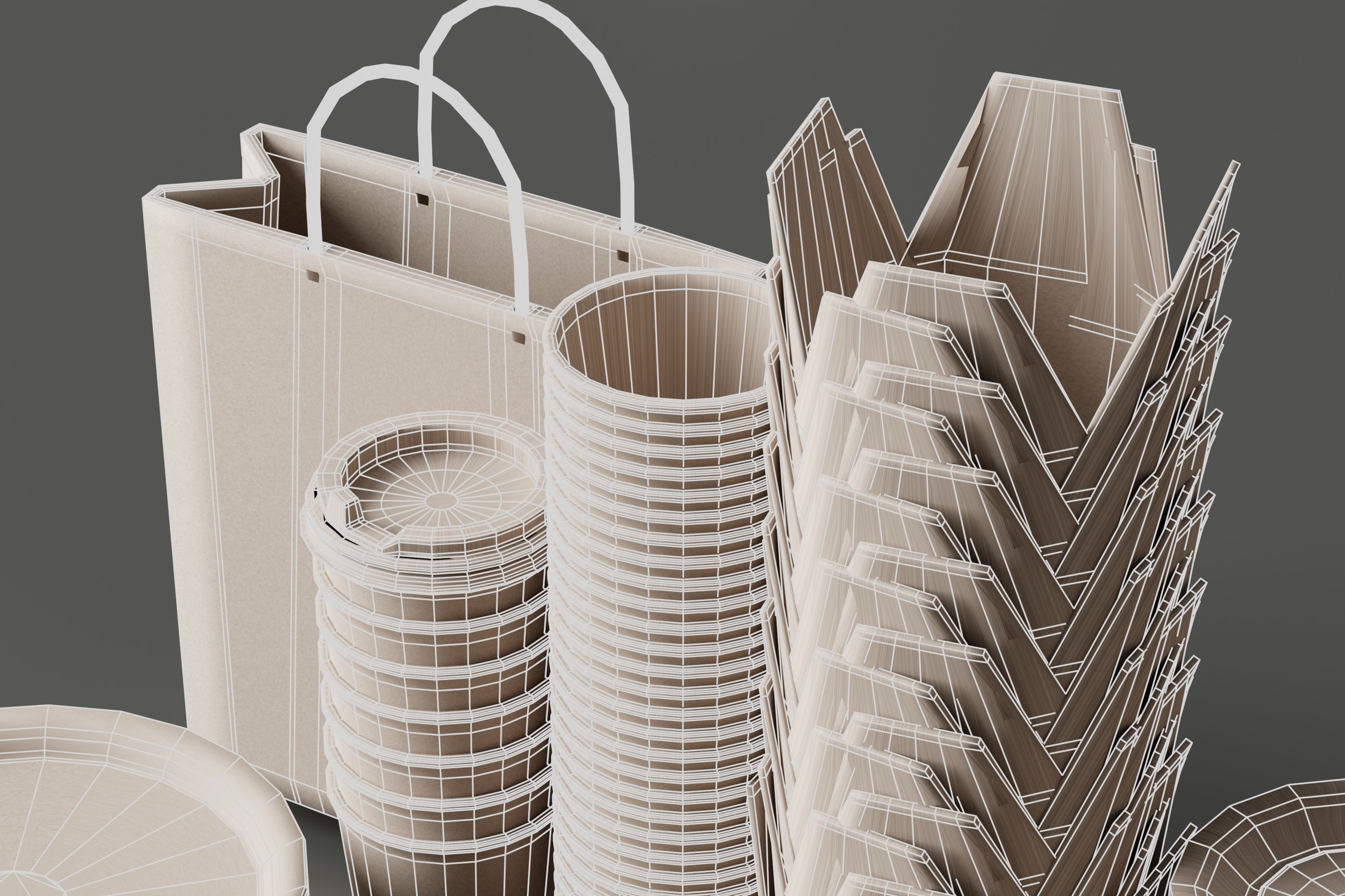 eco friendly tableware collection Low-poly 3D model_12