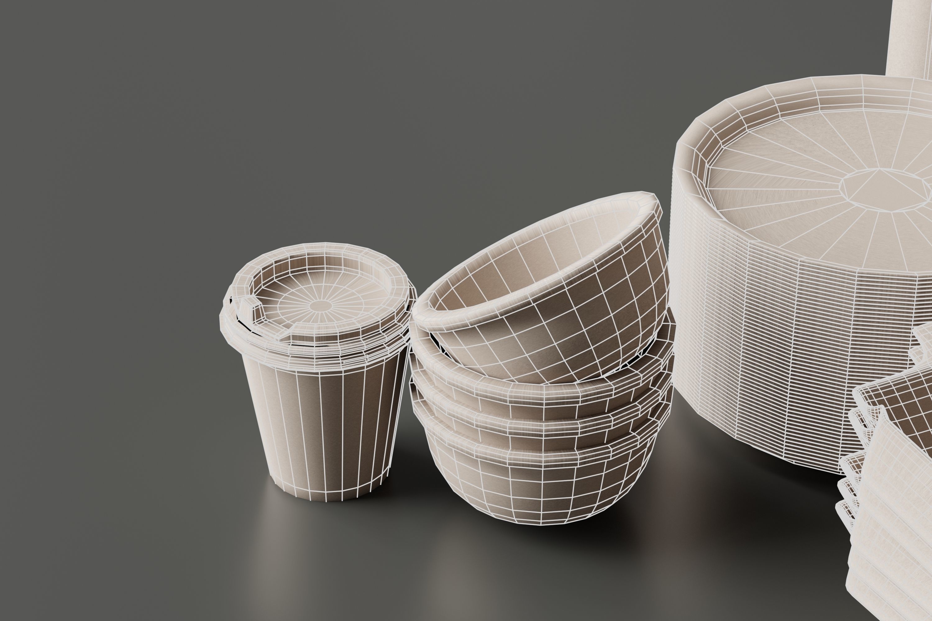 eco friendly tableware collection Low-poly 3D model_11