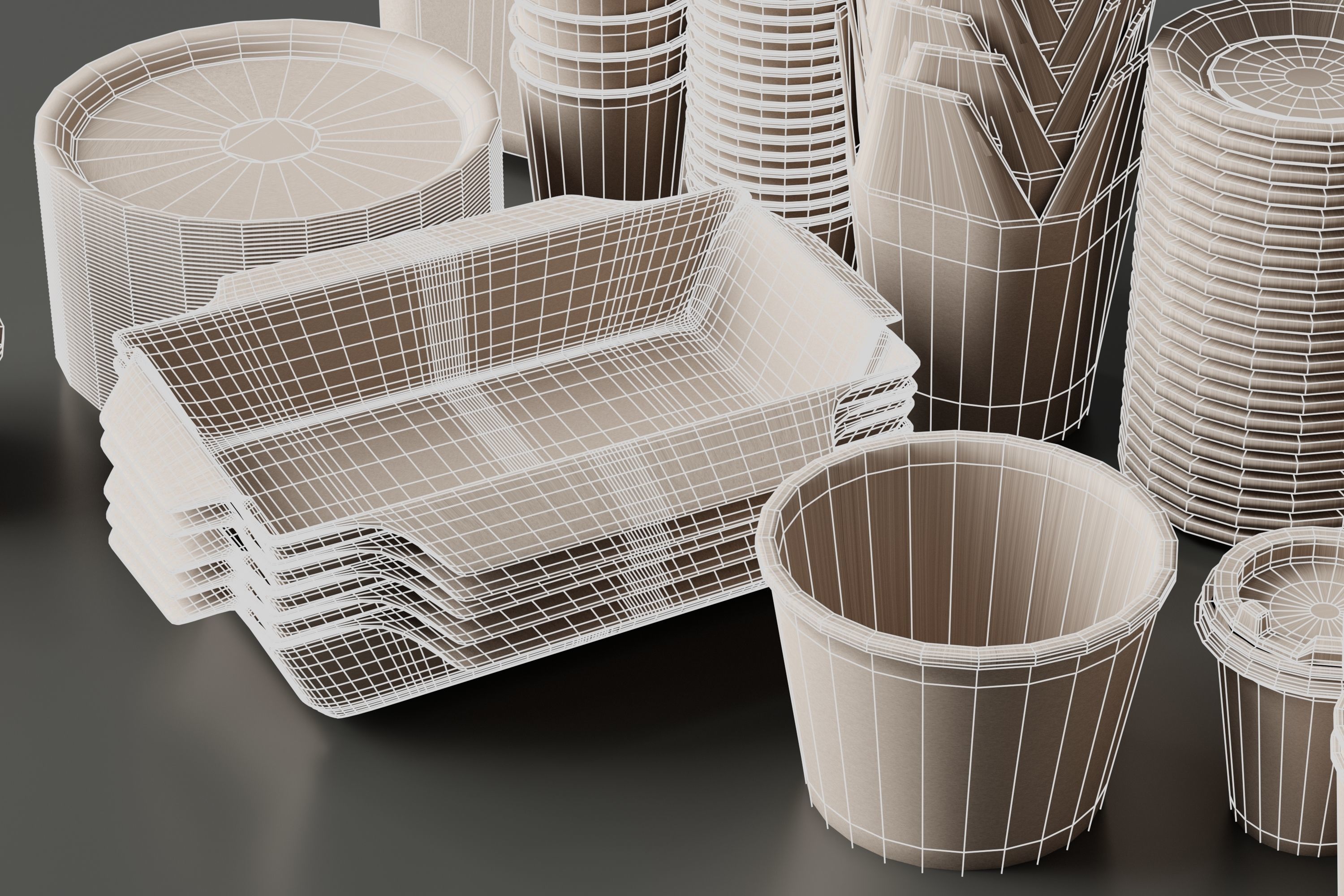 eco friendly tableware collection Low-poly 3D model_10