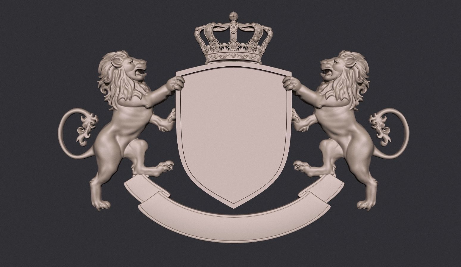 Lion Heraldic Crest Coat of Arms Shield Emblem 3D print model_11