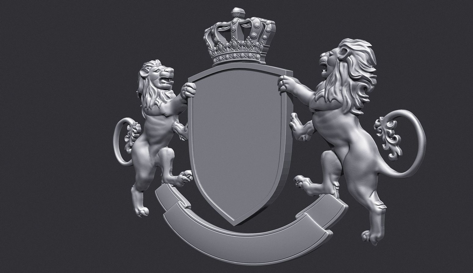 Lion Heraldic Crest Coat of Arms Shield Emblem 3D print model_2