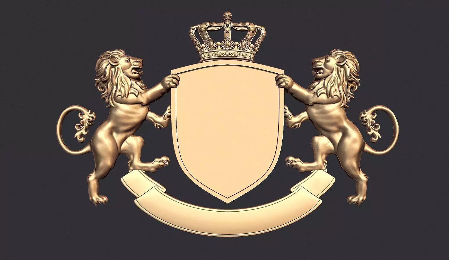 Lion Heraldic Crest Coat of Arms Shield Emblem 3D print model_0