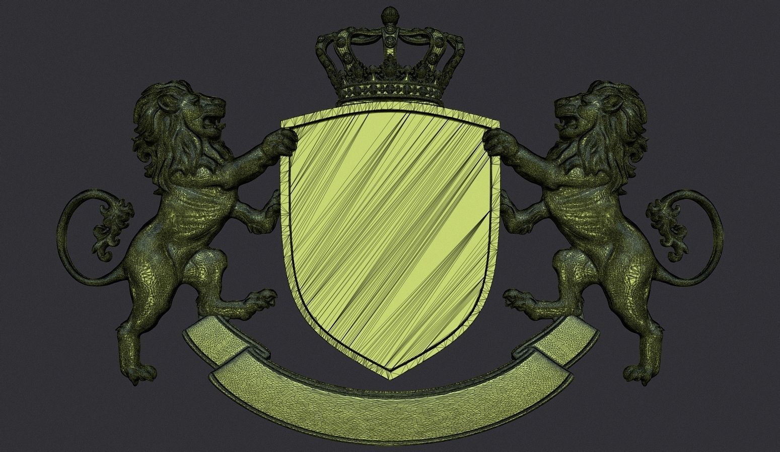Lion Heraldic Crest Coat of Arms Shield Emblem 3D print model_10