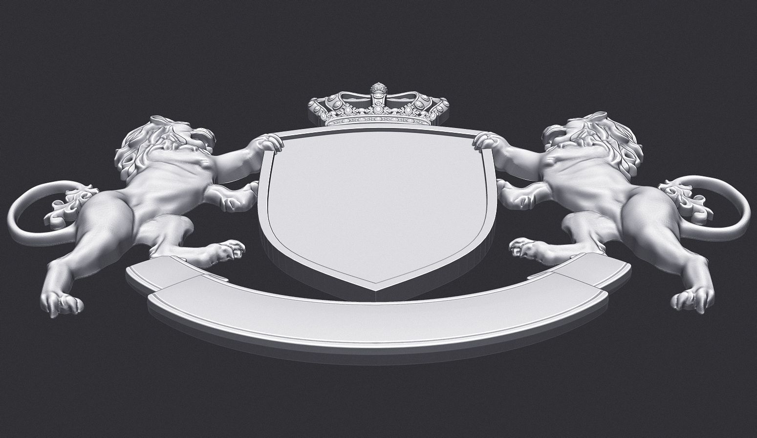 Lion Heraldic Crest Coat of Arms Shield Emblem 3D print model_4