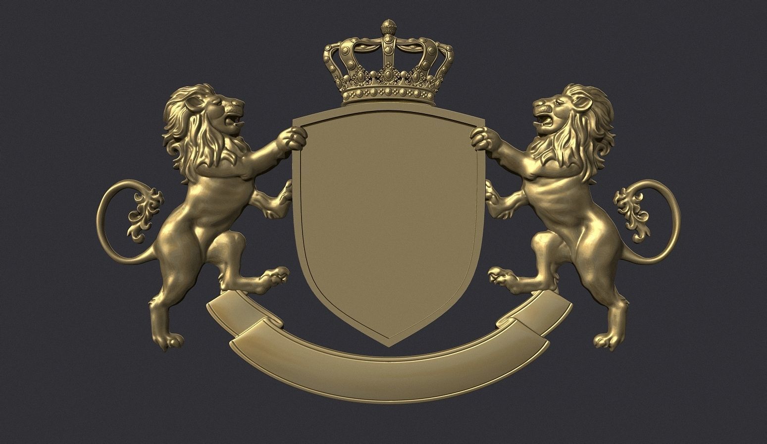 Lion Heraldic Crest Coat of Arms Shield Emblem 3D print model_12