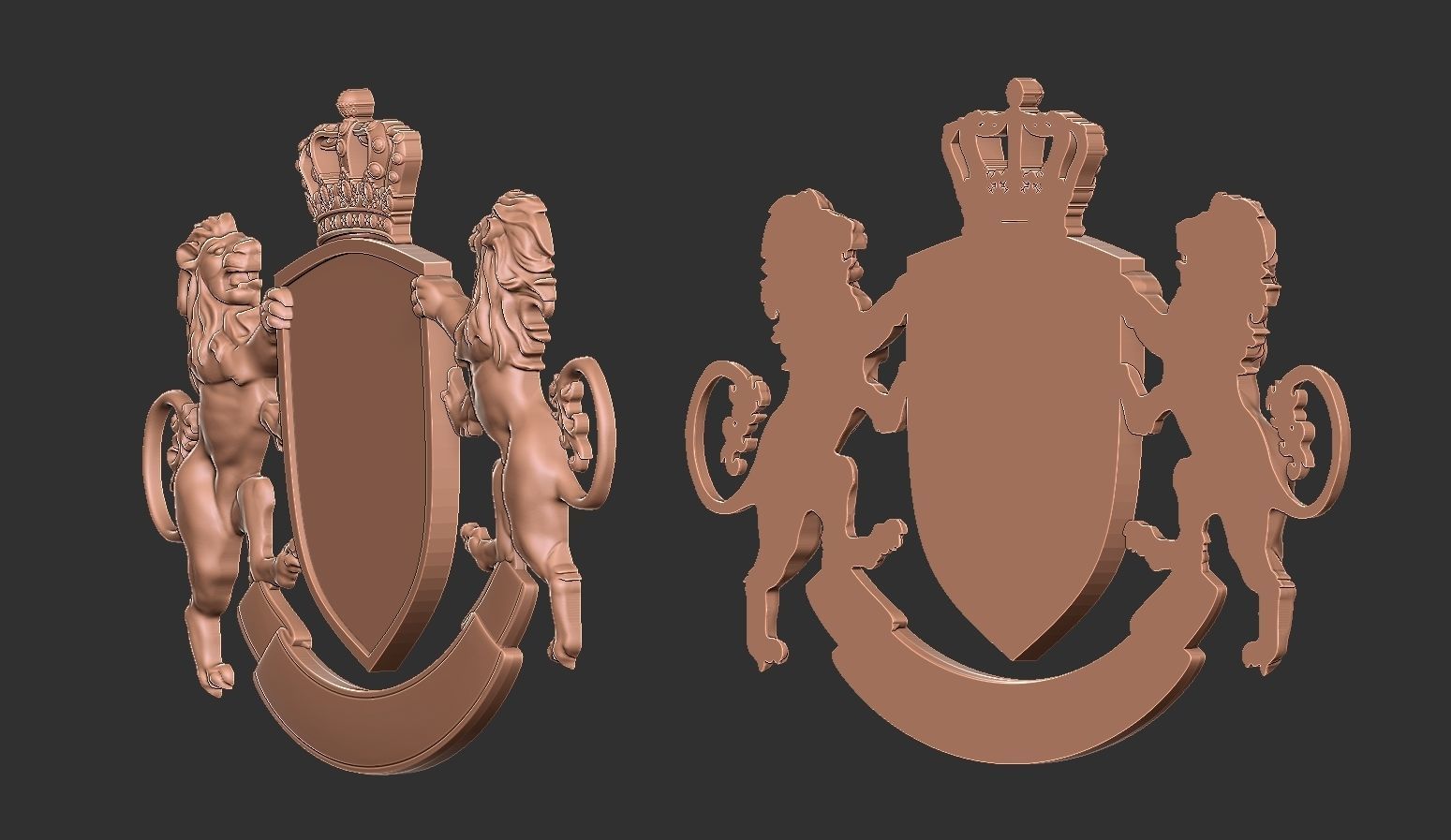 Lion Heraldic Crest Coat of Arms Shield Emblem 3D print model_9