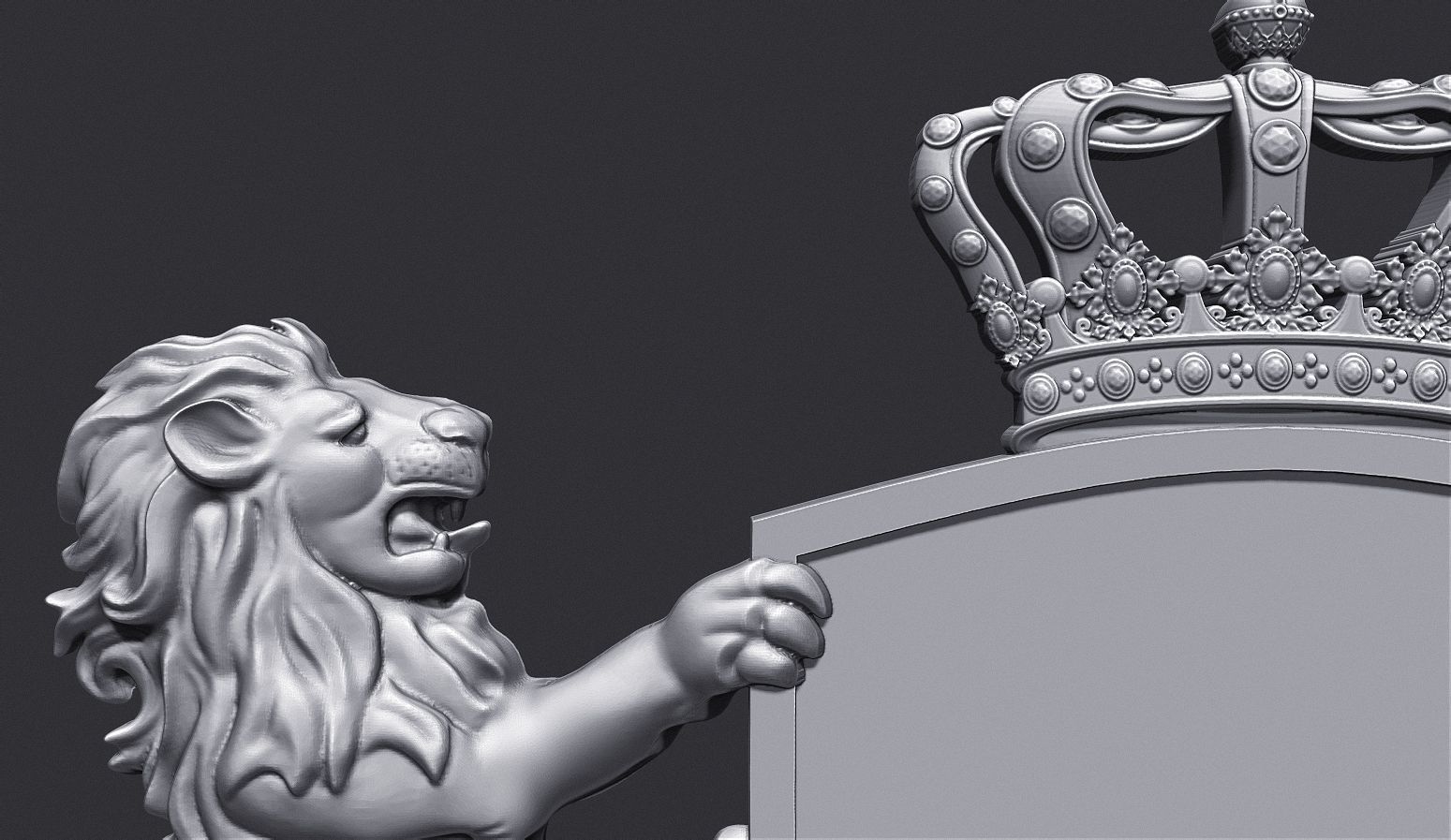 Lion Heraldic Crest Coat of Arms Shield Emblem 3D print model_6