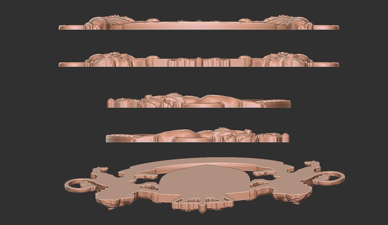 Lion Heraldic Crest Coat of Arms Shield Emblem 3D print model_7