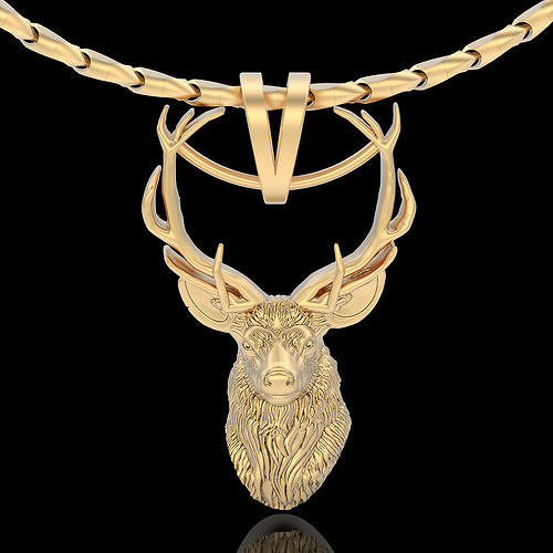 Deer head pendant silver gold printable jewelry 3D model 3D print model