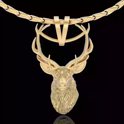 Deer head pendant silver gold printable jewelry 3D model 3D print model