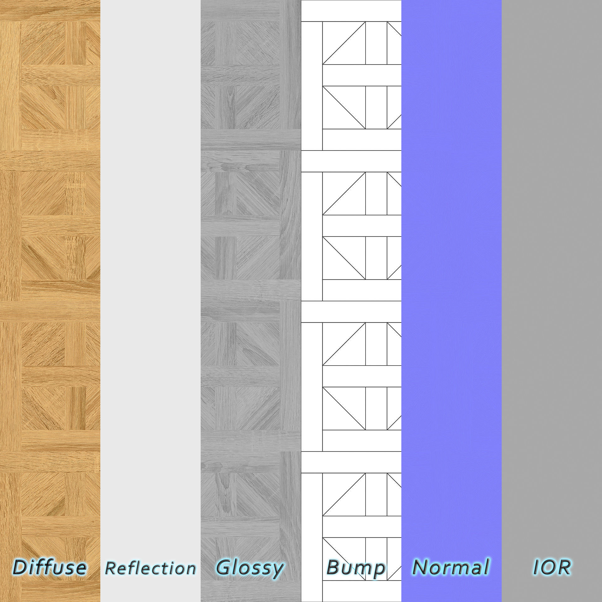 Parquet - Laminate - Wooden floor 3 in 1 3D model_5
