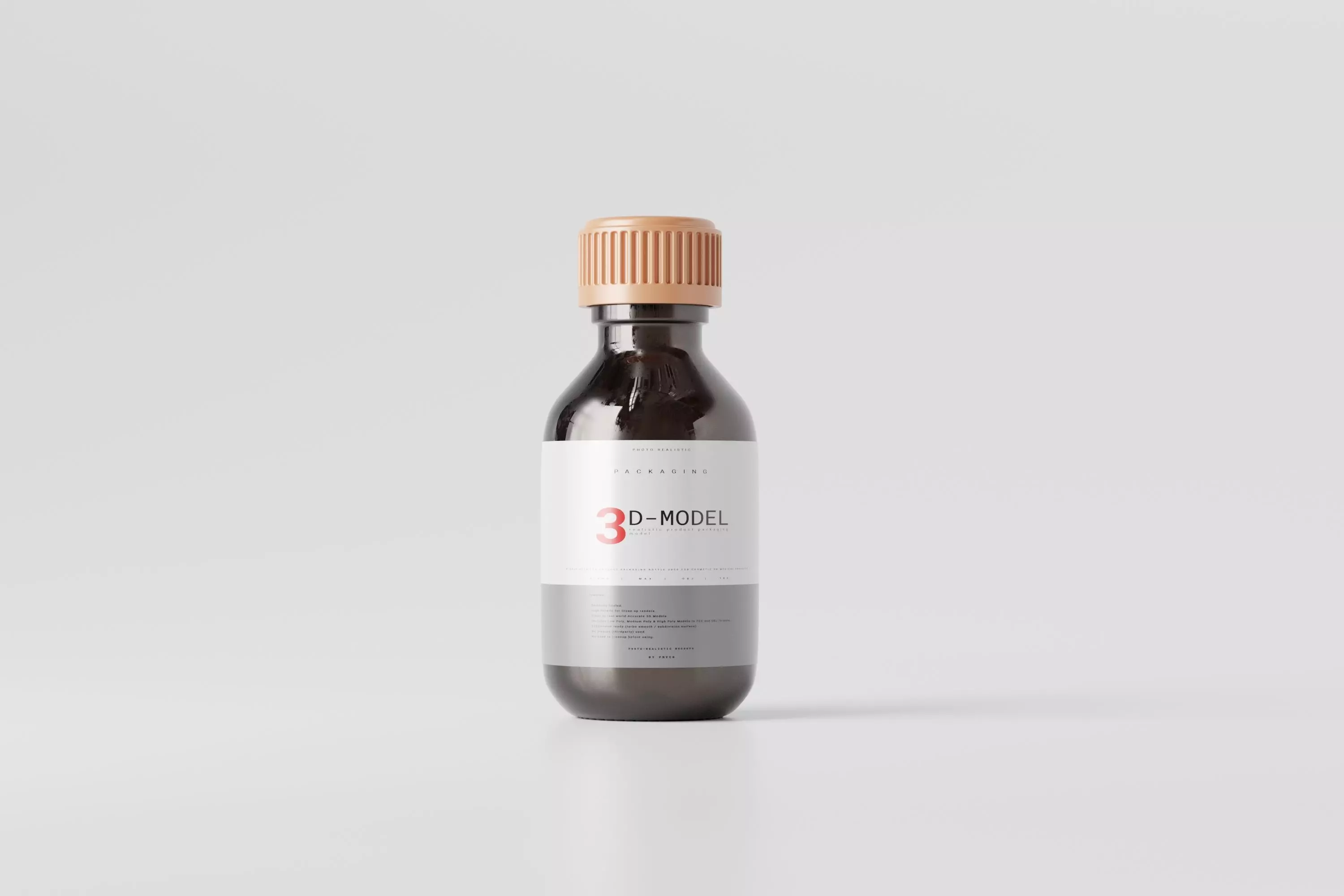 brown glass bottle for medicine pills or liquids Low-poly 3D model