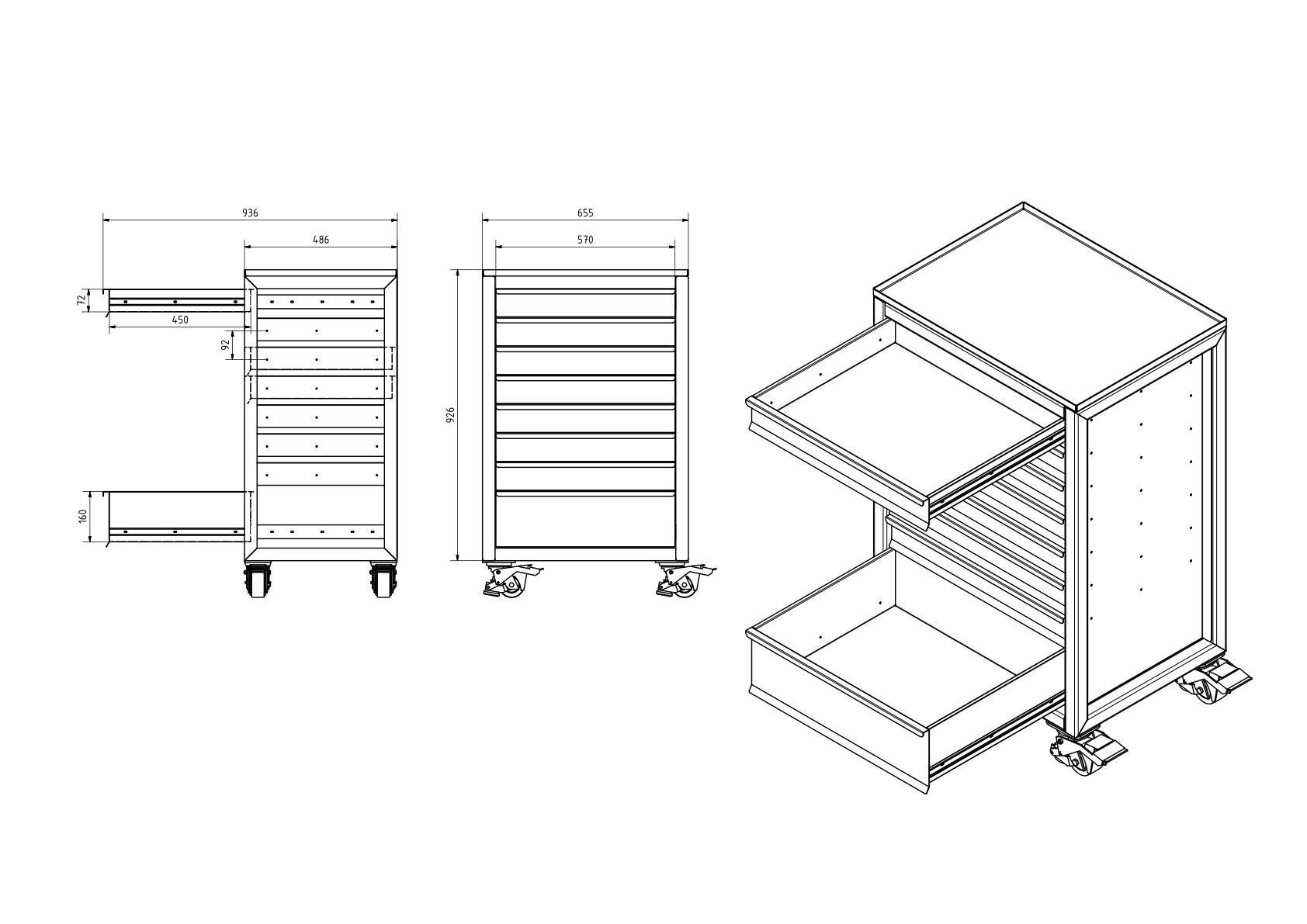 Tool box with 8 drawers - Inventor 3D model_5
