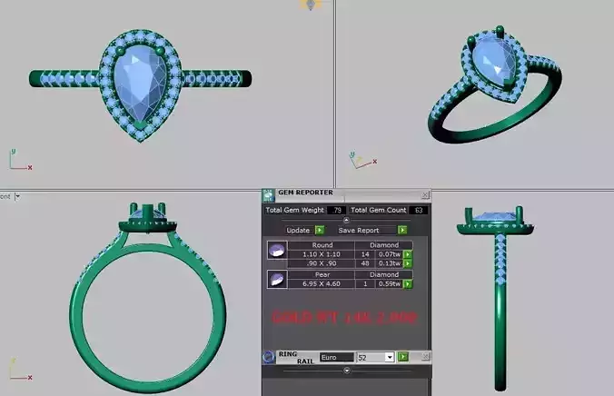 pear shape halo ring