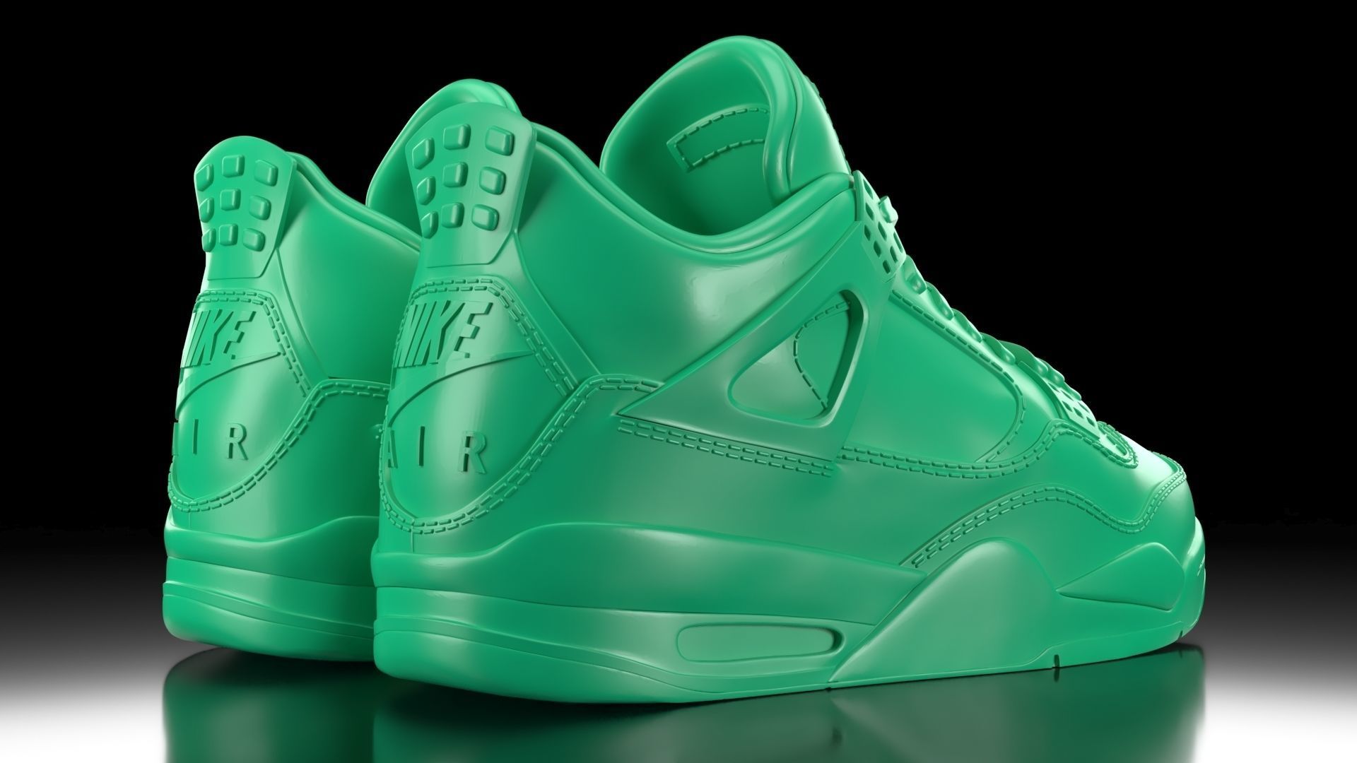 Air Jordan 4 with flat sole bottom 3D print model_3