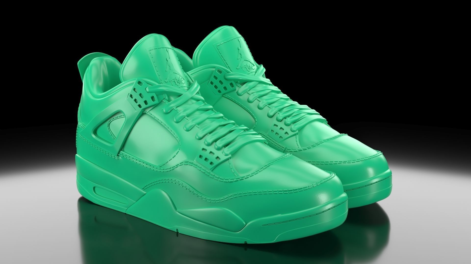 Air Jordan 4 with flat sole bottom 3D print model_2