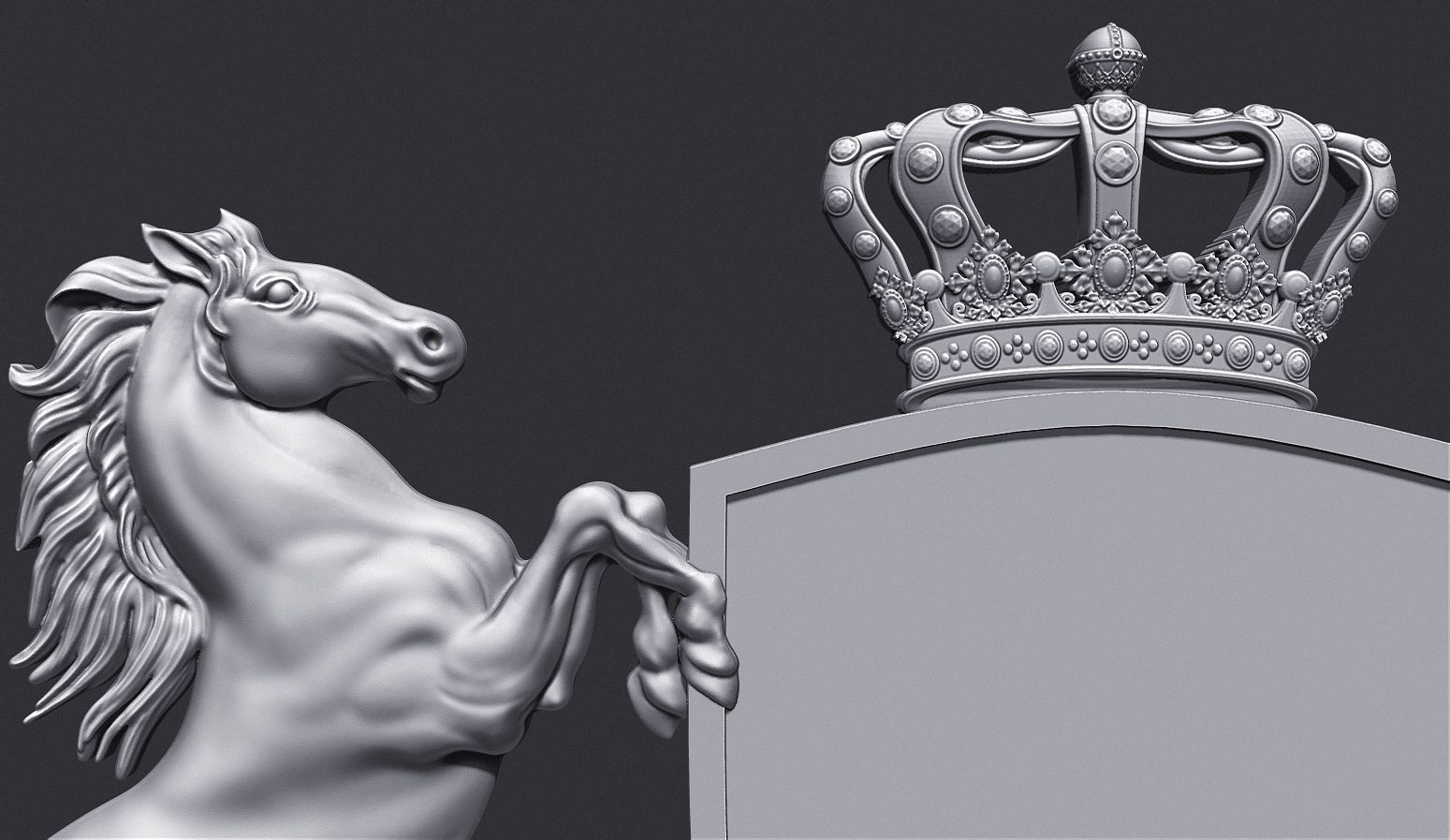 Coat of Arms Heraldic Lion and Horse Shield 3D print model_6