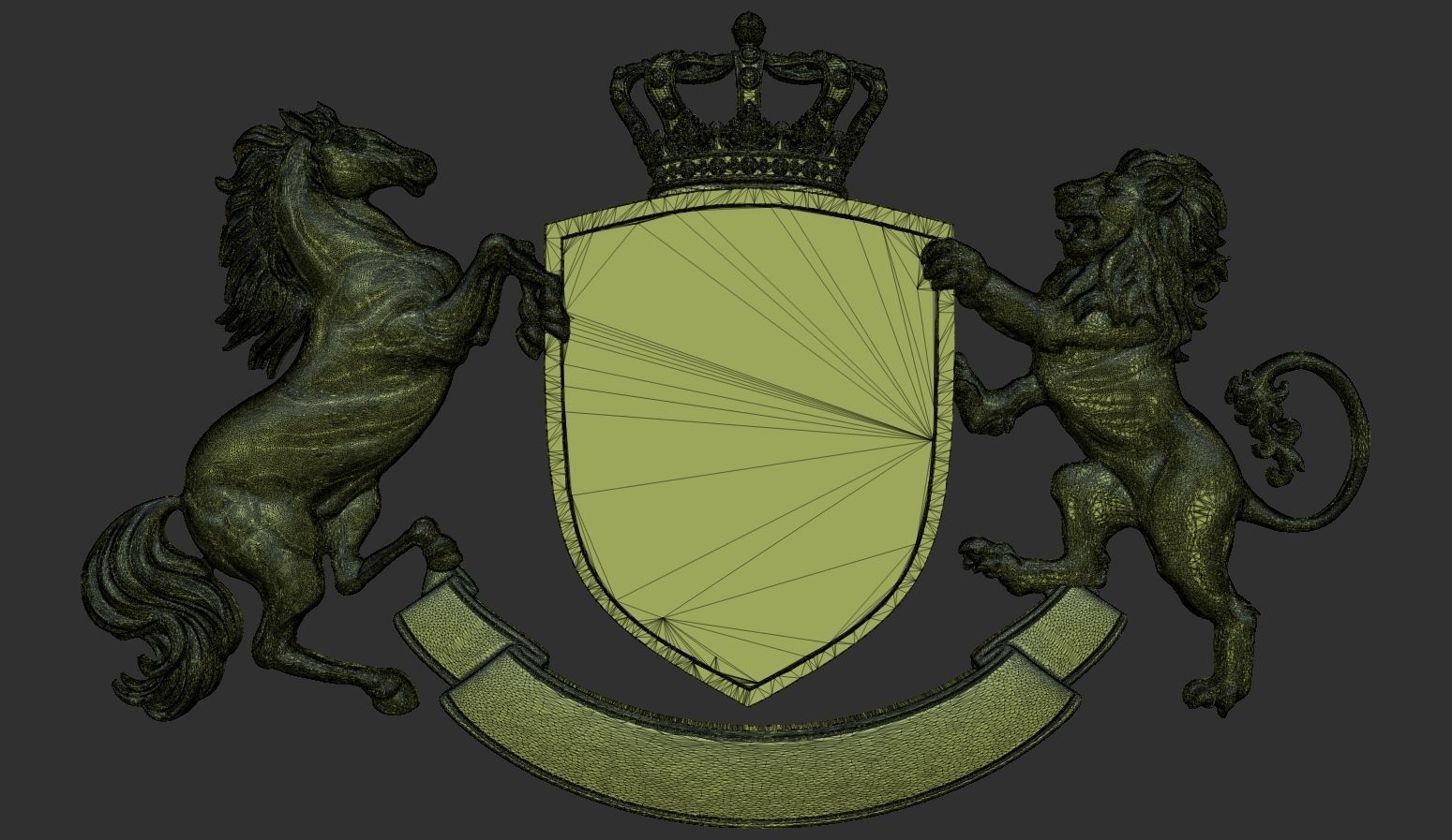 Coat of Arms Heraldic Lion and Horse Shield 3D print model_13